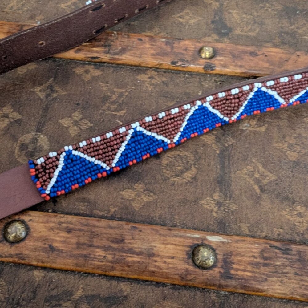 Glass Bead Anthropologie Leather Belt - Picture 2 of 4